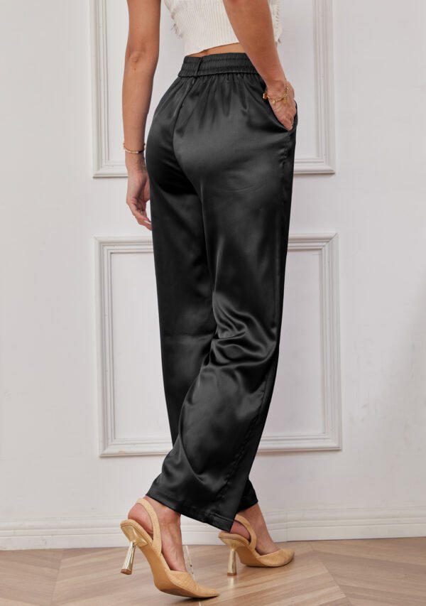 Heipeiwa Women's Wide Leg Wedding Party Satin Casual Dress Nightout Pants Long Trouser - Image 5