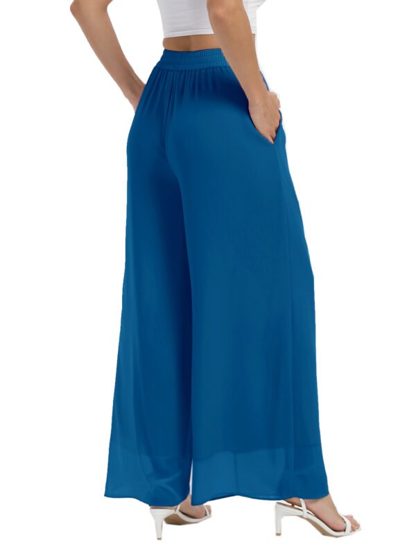 Heipeiwa Women's Chiffon Dress Beach Wide Leg Palazzo Pants Elastic Waist Trouser - Image 41