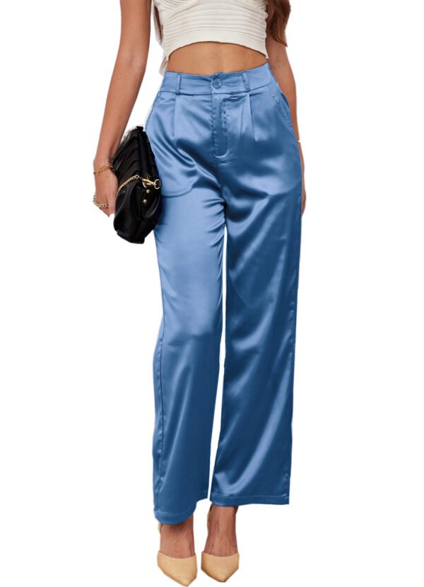 Heipeiwa Women's Wide Leg Wedding Party Satin Casual Dress Nightout Pants Long Trouser - Image 23