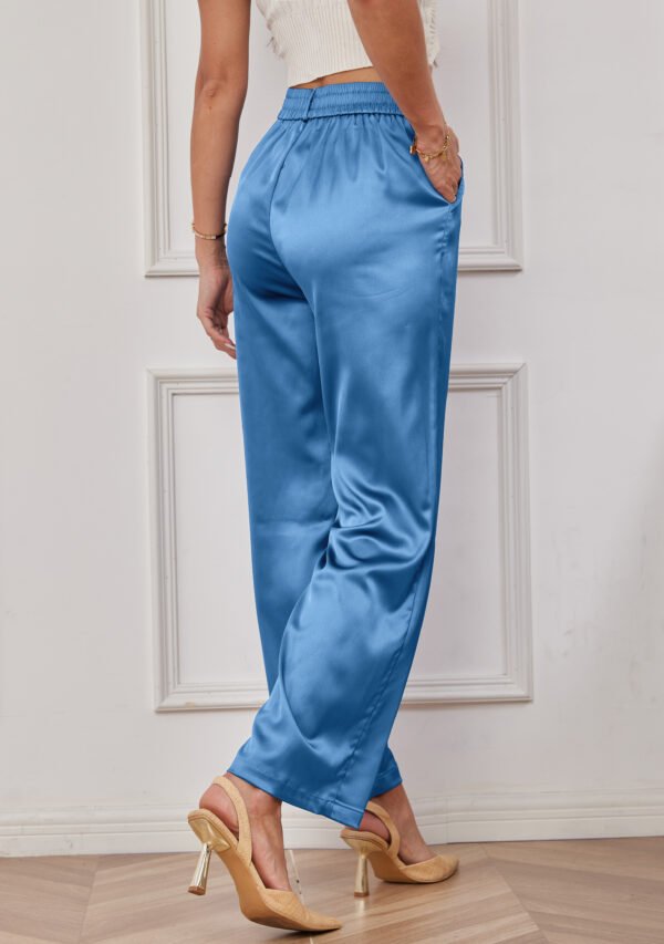 Heipeiwa Women's Wide Leg Wedding Party Satin Casual Dress Nightout Pants Long Trouser - Image 25