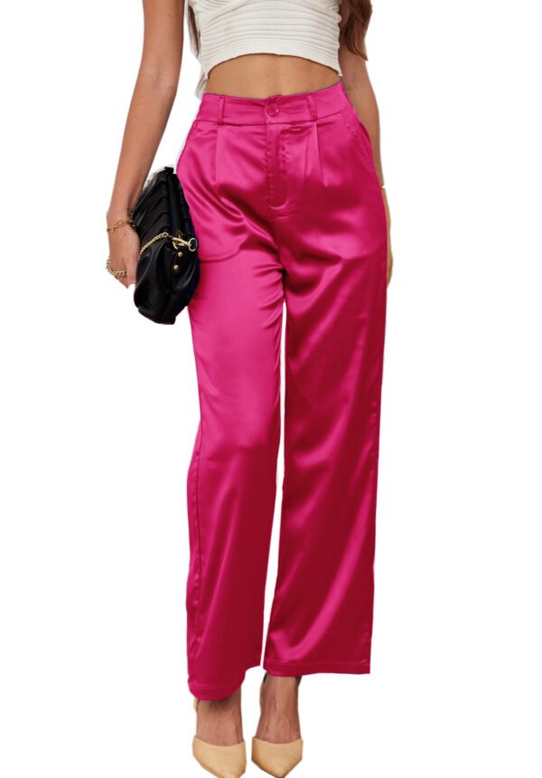 Heipeiwa Women's Wide Leg Wedding Party Satin Casual Dress Nightout Pants Long Trouser - Image 20