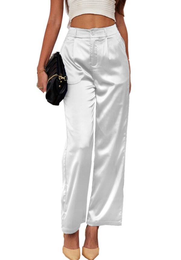 Heipeiwa Women's Wide Leg Wedding Party Satin Casual Dress Nightout Pants Long Trouser - Image 6