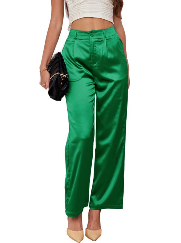 Heipeiwa Women's Wide Leg Wedding Party Satin Casual Dress Nightout Pants Long Trouser - Image 9