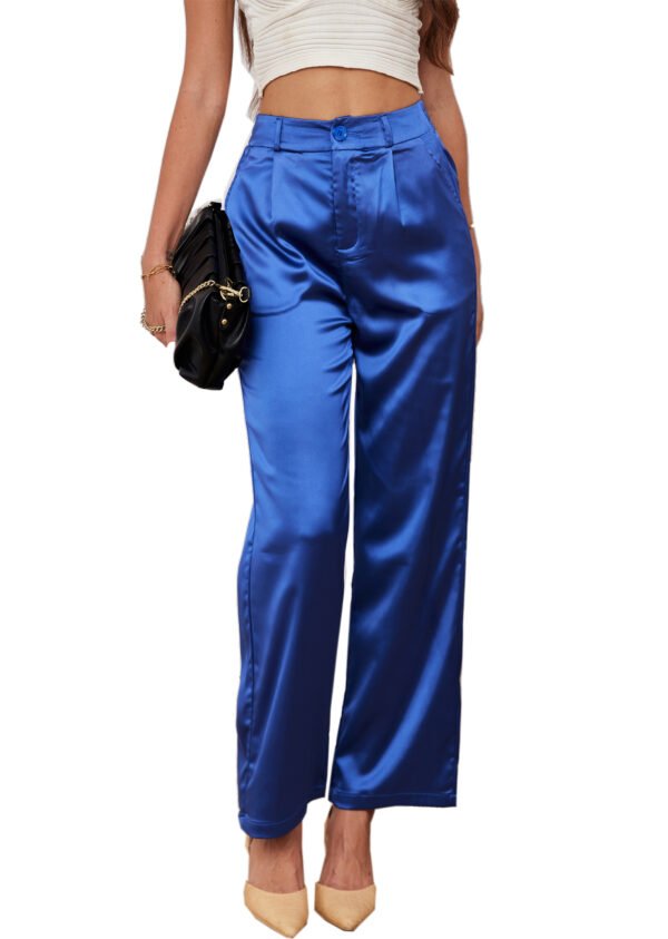 Heipeiwa Women's Wide Leg Wedding Party Satin Casual Dress Nightout Pants Long Trouser - Image 15