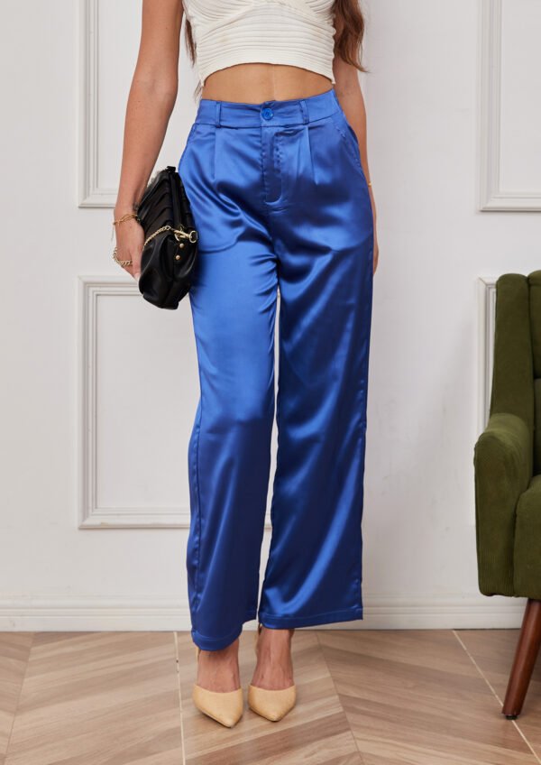 Heipeiwa Women's Wide Leg Wedding Party Satin Casual Dress Nightout Pants Long Trouser - Image 16