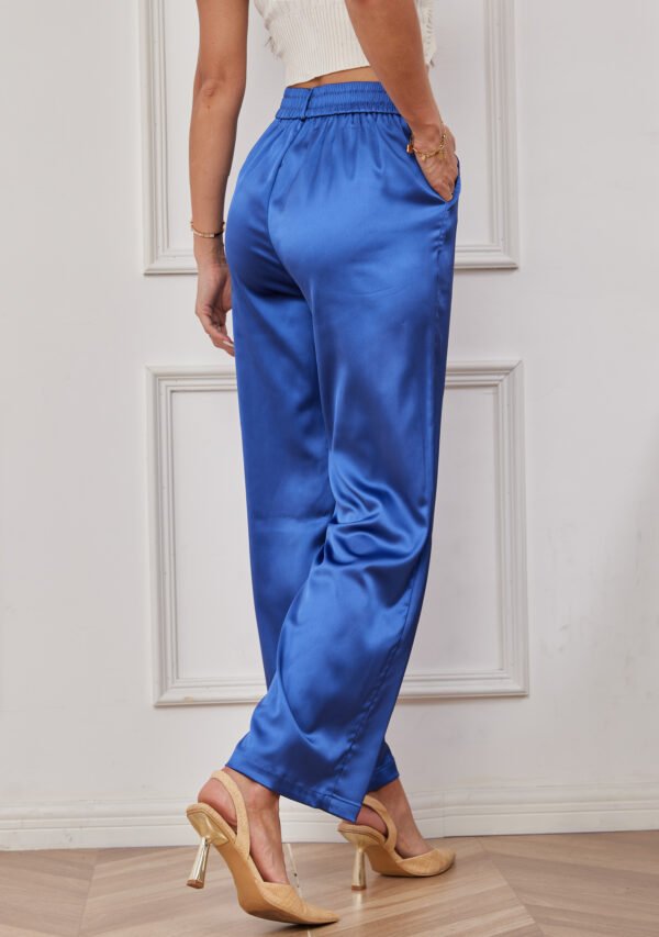 Heipeiwa Women's Wide Leg Wedding Party Satin Casual Dress Nightout Pants Long Trouser - Image 18