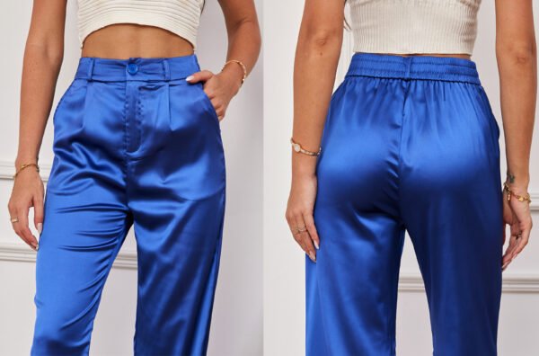 Heipeiwa Women's Wide Leg Wedding Party Satin Casual Dress Nightout Pants Long Trouser - Image 19