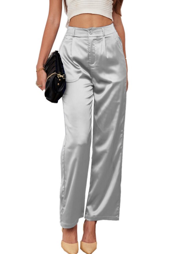 Heipeiwa Women's Wide Leg Wedding Party Satin Casual Dress Nightout Pants Long Trouser - Image 26