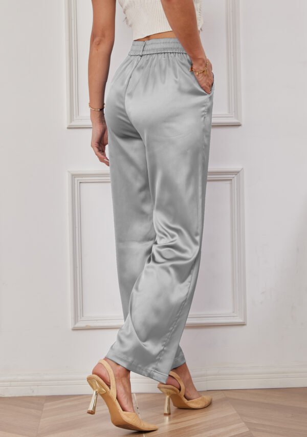 Heipeiwa Women's Wide Leg Wedding Party Satin Casual Dress Nightout Pants Long Trouser - Image 28